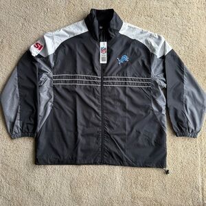 Detroit Lions NFL Reebok Jacket Men’s XXL Black Gray Full Zip NWT